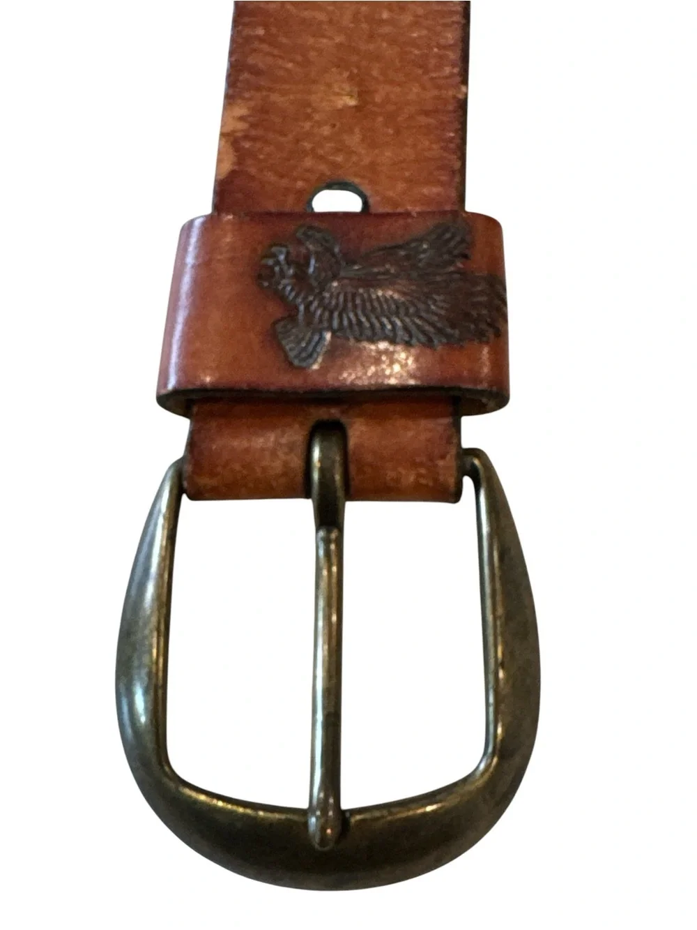 Vintage Genuine Leather Eagle Western Belt Brown Size 34/35 USA